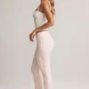 Bebe Modal Foldover Mid-Rise Flared Trousers in Stripe Print Bebe Modal Foldover Mid-Rise Flared Trousers in Stripe Print
