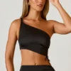 Brisa Ruched Asymmetric Crop Top σε μαύρο Brisa Ruched Asymmetric Crop Top σε μαύρο