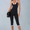 Calla Modal Lace-Trim Capri Ολόσωμη Φόρμα σε μαύρο