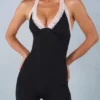 Calla Modal Lace-Trim Capri Ολόσωμη Φόρμα σε μαύρο