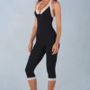 Calla Modal Lace-Trim Capri Ολόσωμη Φόρμα σε μαύρο