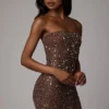Caprice Sheer Embellished Bodycon Μίνι Φορέμα σε χρώμα Deep Cocoa Caprice Sheer Embellished Bodycon Μίνι Φορέμα σε χρώμα Deep Cocoa