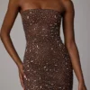 Caprice Sheer Embellished Bodycon Μίνι Φορέμα σε χρώμα Deep Cocoa Caprice Sheer Embellished Bodycon Μίνι Φορέμα σε χρώμα Deep Cocoa