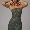 Caprice Sheer Embellished Bodycon Μίνι Φορέμα σε χρώμα Emerald Caprice Sheer Embellished Bodycon Μίνι Φορέμα σε χρώμα Emerald