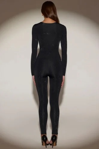 Cassie Embellished Jersey High-Waisted Leggings σε μαύρο