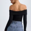 Ceyln Modal Off-Shoulder Ruched Κορμάκι σε μαύρο Ceyln Modal Off-Shoulder Ruched Κορμάκι σε μαύρο