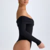 Ceyln Modal Off-Shoulder Ruched Κορμάκι σε μαύρο Ceyln Modal Off-Shoulder Ruched Κορμάκι σε μαύρο