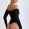 Ceyln Modal Off-Shoulder Ruched Κορμάκι σε μαύρο Ceyln Modal Off-Shoulder Ruched Κορμάκι σε μαύρο
