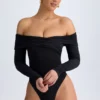 Ceyln Modal Off-Shoulder Ruched Κορμάκι σε μαύρο Ceyln Modal Off-Shoulder Ruched Κορμάκι σε μαύρο
