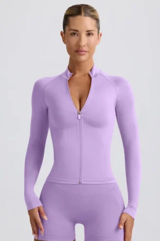 Define Luxe Zip-Up Jacket σε λιλά