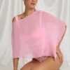 Διαφανές πόντσο Zarayah σε ροζ χρώμα Candyfloss Διαφανές πόντσο Zarayah σε ροζ χρώμα Candyfloss
