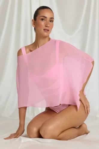 Διαφανές πόντσο Zarayah σε ροζ χρώμα Candyfloss
