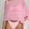 Διαφανές πόντσο Zarayah σε ροζ χρώμα Candyfloss Διαφανές πόντσο Zarayah σε ροζ χρώμα Candyfloss