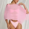 Διαφανές πόντσο Zarayah σε ροζ χρώμα Candyfloss Διαφανές πόντσο Zarayah σε ροζ χρώμα Candyfloss