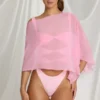 Διαφανές πόντσο Zarayah σε ροζ χρώμα Candyfloss Διαφανές πόντσο Zarayah σε ροζ χρώμα Candyfloss