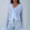 Διαφανή μπλούζα Elisia με φτερά σε απαλό μπλε Διαφανή μπλούζα Elisia με φτερά σε απαλό μπλε