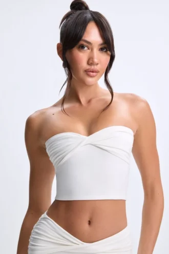Edie Modal Twist-Front Bandeau Μπλούζα σε λευκό