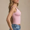 Elinda Modal Plunge-Neck Scallop-Trim Tank Top σε απαλό ροζ