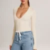 Elodie Modal Plunge Long-Sleeve Κορμάκι σε χρώμα Ivory Elodie Modal Plunge Long-Sleeve Κορμάκι σε χρώμα Ivory