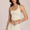 Elowis Denim Halterneck Corset Style Μπλούζα σε χρώμα ιβουάρ Elowis Denim Halterneck Corset Style Μπλούζα σε χρώμα ιβουάρ