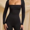 Elvina Petite Slinky Jersey Cowl-Neck Ολόσωμη Φόρμα σε μαύρο