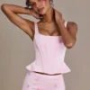 Elvira Premium Satin Lace-Up Corset Μπλούζα σε ροζ χρώμα Elvira Premium Satin Lace-Up Corset Μπλούζα σε ροζ χρώμα