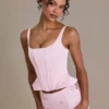 Elvira Premium Satin Lace-Up Corset Μπλούζα σε ροζ χρώμα Elvira Premium Satin Lace-Up Corset Μπλούζα σε ροζ χρώμα
