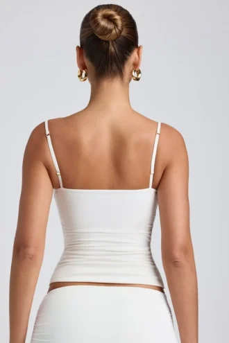 Esme Modal Ruched Layered Tank Top σε λευκό