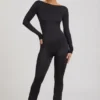 Eulalie Slinky Jersey Bow-Detail Ολόσωμη Φόρμα σε μαύρο