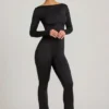 Eulalie Slinky Jersey Bow-Detail Ολόσωμη Φόρμα σε μαύρο