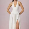 Farrah Μίνι φόρεμα με λαιμόκοψη και αγγλική κεντητική από μοντάλ σε λευκό χρώμα Farrah Μίνι φόρεμα με λαιμόκοψη και αγγλική κεντητική από μοντάλ σε λευκό χρώμα