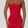 Femi Ruched Backless Μίνι Φορέμα σε κόκκινο Femi Ruched Backless Μίνι Φορέμα σε κόκκινο