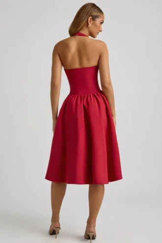 Φορέμα Angelina με λαιμόκοψη και φιόγκο σε χρώμα True Red