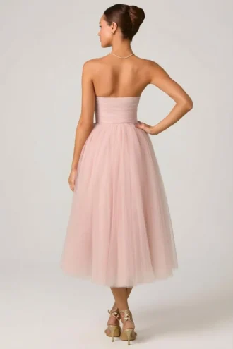 Φορέμα Cindy Tulle Corset Midaxi σε χρώμα Dusty Rose