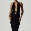 Φορέμα Harlyn με διακοσμητικά cut-out και ανοιχτή πλάτη σε μαύρο χρώμα