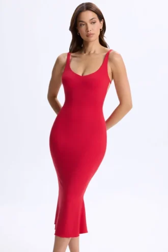 Φορέμα Lois Modal Plunge Open-Back Midaxi σε χρώμα Cherry Red