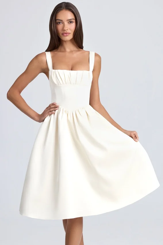 Φορέμα Marguerite Draped Corset Midaxi σε χρώμα ιβουάρ Φορέμα Marguerite Draped Corset Midaxi σε χρώμα ιβουάρ