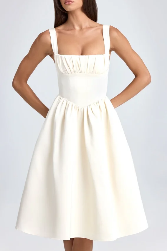 Φορέμα Marguerite Draped Corset Midaxi σε χρώμα ιβουάρ Φορέμα Marguerite Draped Corset Midaxi σε χρώμα ιβουάρ