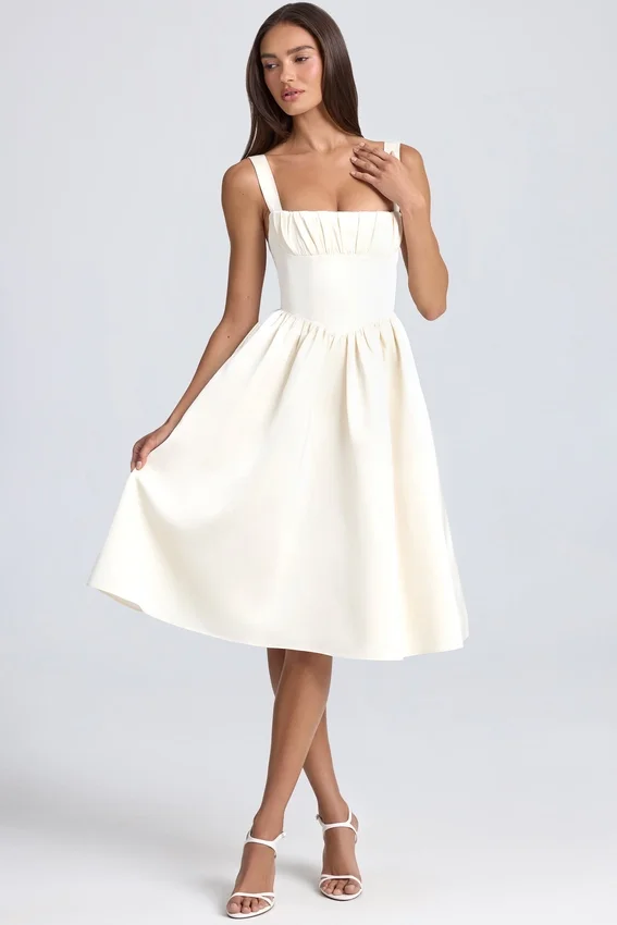 Φορέμα Marguerite Draped Corset Midaxi σε χρώμα ιβουάρ Φορέμα Marguerite Draped Corset Midaxi σε χρώμα ιβουάρ