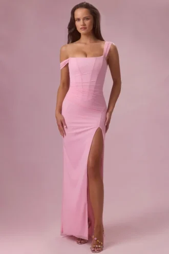 Φόρεμα Naelle Mesh Draped Corset σε ροζ χρώμα Candyfloss