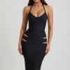 Φορέμα Nika Cut-Out Halterneck Bodycon Midaxi σε μαύρο χρώμα Φορέμα Nika Cut-Out Halterneck Bodycon Midaxi σε μαύρο χρώμα
