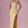 Φόρεμα παρανύμφου Rosina Mesh Draped σε χρώμα Butter Yellow Φόρεμα παρανύμφου Rosina Mesh Draped σε χρώμα Butter Yellow