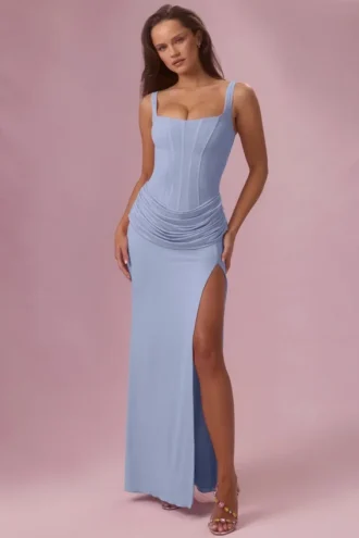 Φόρεμα παρανύμφου Rosina Mesh Draped σε χρώμα Powder Blue