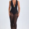 Φορέμα Safira Ruched Plunge Midaxi σε μαύρο χρώμα Φορέμα Safira Ruched Plunge Midaxi σε μαύρο χρώμα