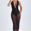 Φορέμα Safira Ruched Plunge Midaxi σε μαύρο χρώμα Φορέμα Safira Ruched Plunge Midaxi σε μαύρο χρώμα