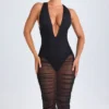Φορέμα Safira Ruched Plunge Midaxi σε μαύρο χρώμα Φορέμα Safira Ruched Plunge Midaxi σε μαύρο χρώμα