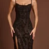 Φορέμα Velia με διακοσμημένο λαιμόκοψη Peekaboo σε καφέ χρώμα φιδιού