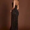 Φορέμα Velia με διακοσμημένο λαιμόκοψη Peekaboo σε καφέ χρώμα φιδιού