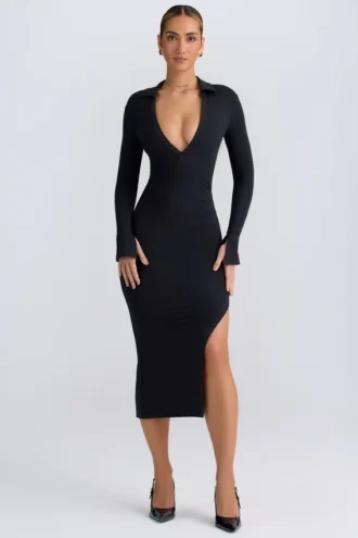 Φόρεμα Yael Modal Plunge V-Neck Midaxi σε μαύρο