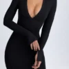 Φόρεμα Yael Modal Plunge V-Neck Midaxi σε μαύρο